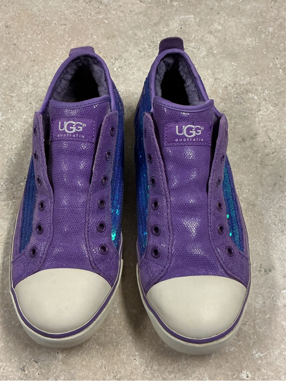Ugg Laela Sequin Purple/ teal Mermaid Slip on Shoes size 8 Sherpa Lined - Picture 3 of 11
